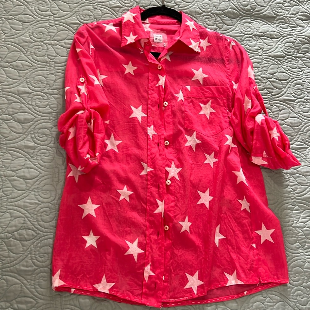 0039 Italy Pink Blouse with White Stars